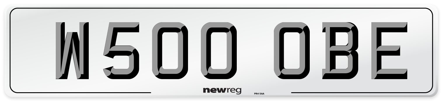 W500 OBE Number Plate from New Reg